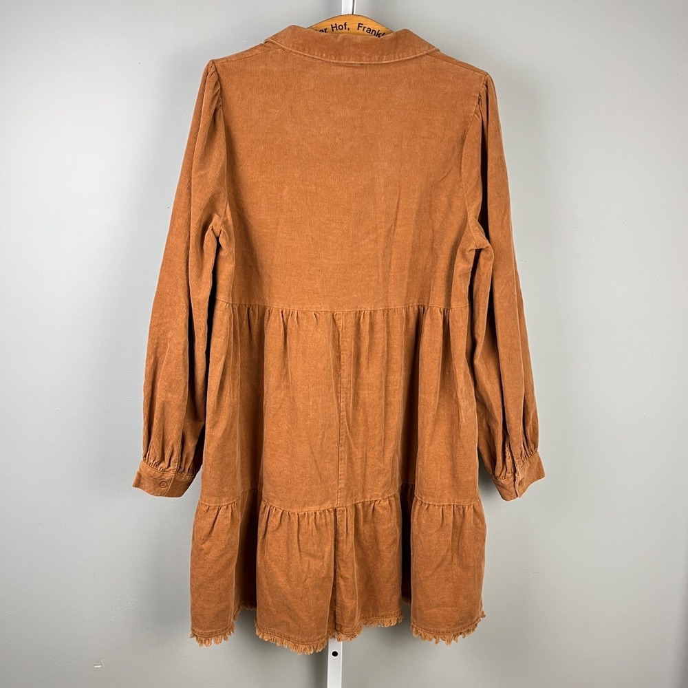 Umgee USA Corduroy Dress Womens L Light Brown Camel Boho Western New NWT - Picture 5 of 6